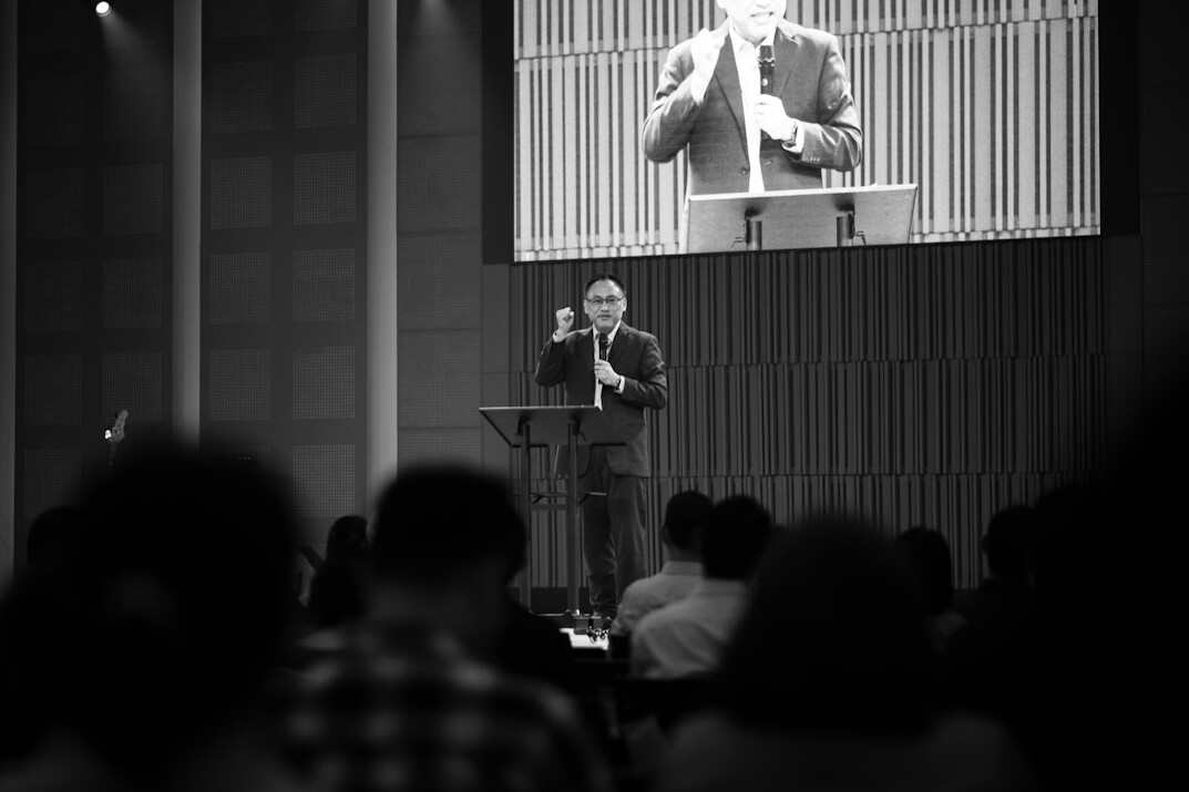 man delivering confident talk