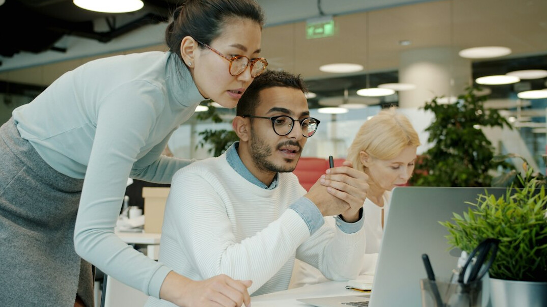 diverse team collaborating happily